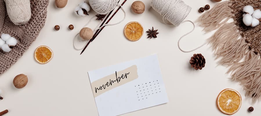 November foodie days calendarsocial media content inspiration